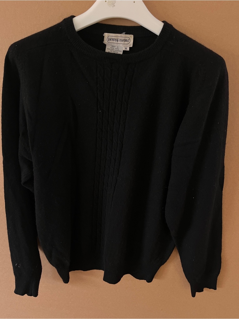 Vintage Lauren Alexandra 100% Cashmere Sweater Medium Black Hong Kong Great